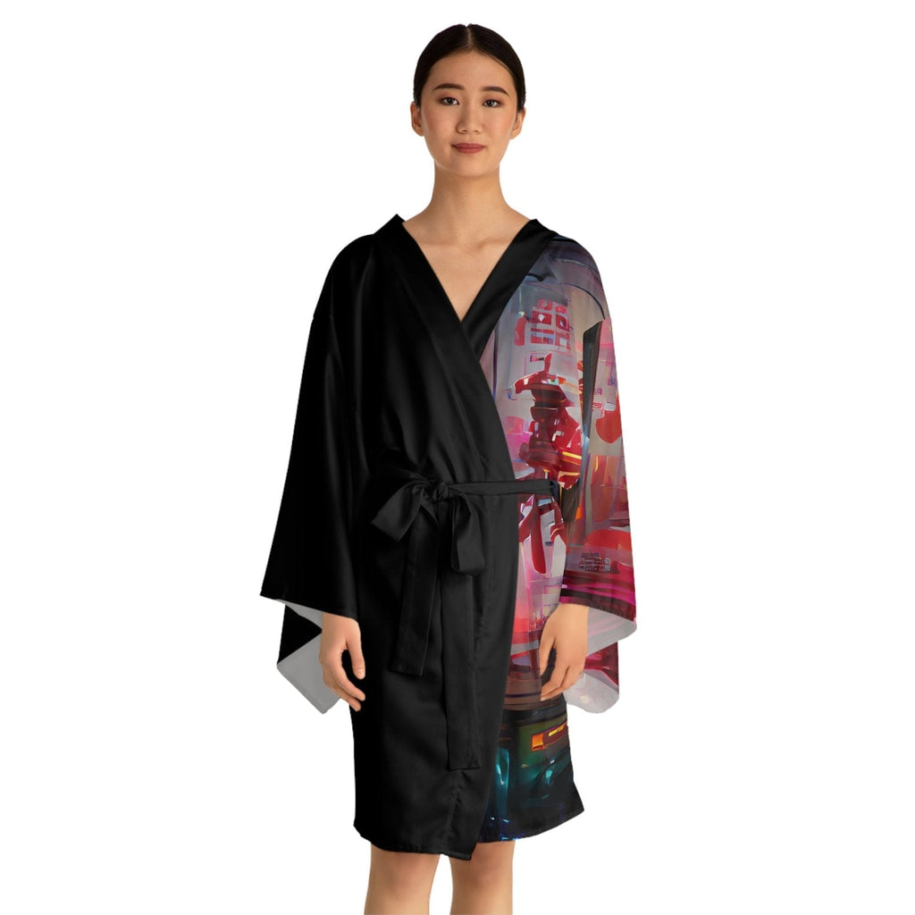 Half Black Half Báijiǔ - Womens Kimono Robe