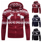 Men's Zipper Hooded Fawn Christmas Sweater