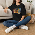 Black Multi Retro Sneaker Graphic T-Shirt - Vintage Trainer Collection Streetwear Tee