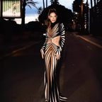 Temperament Half Turtleneck Printed Sexy Waistless Dress