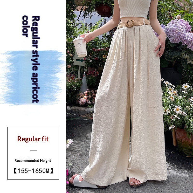Linen Thin Casual Floor-length Pants For Women With Belt