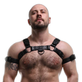 ruff GEAR Double Tone Leather Bulldog Harness Black
