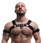 ruff GEAR Double Tone Leather Bulldog Harness Black