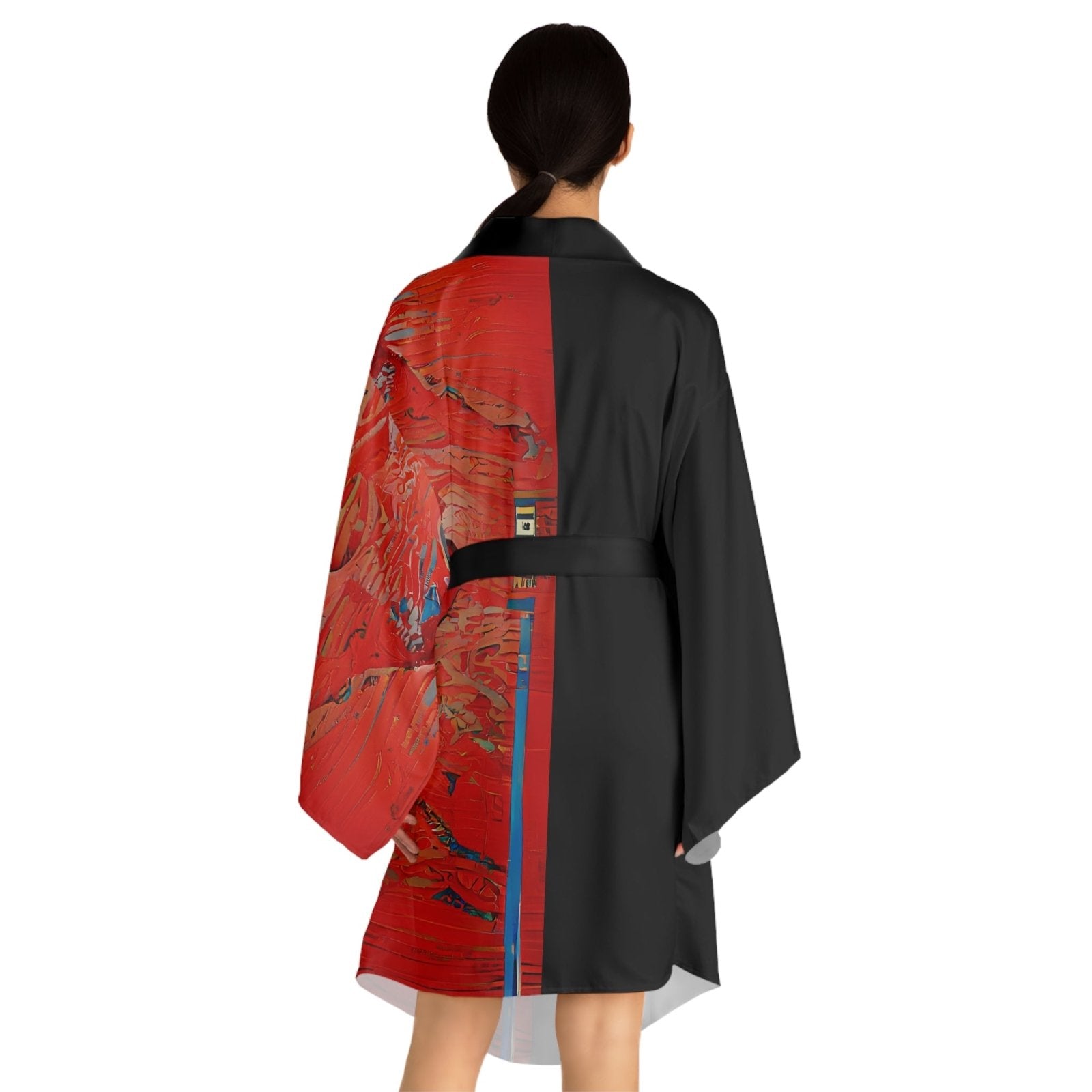 Half Black Half Hónghǎi - Womens Kimono Robe