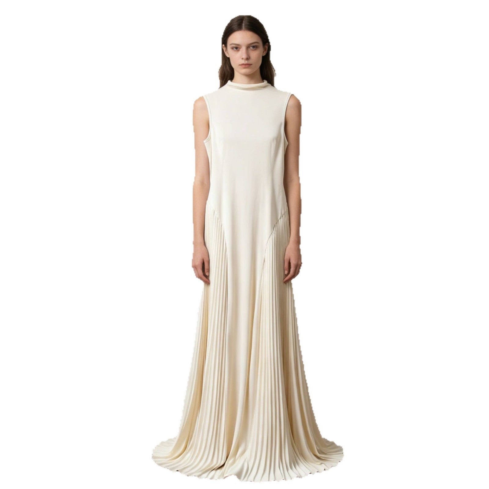 Elegant Long Gown Pleated Waist-Cinching Dress