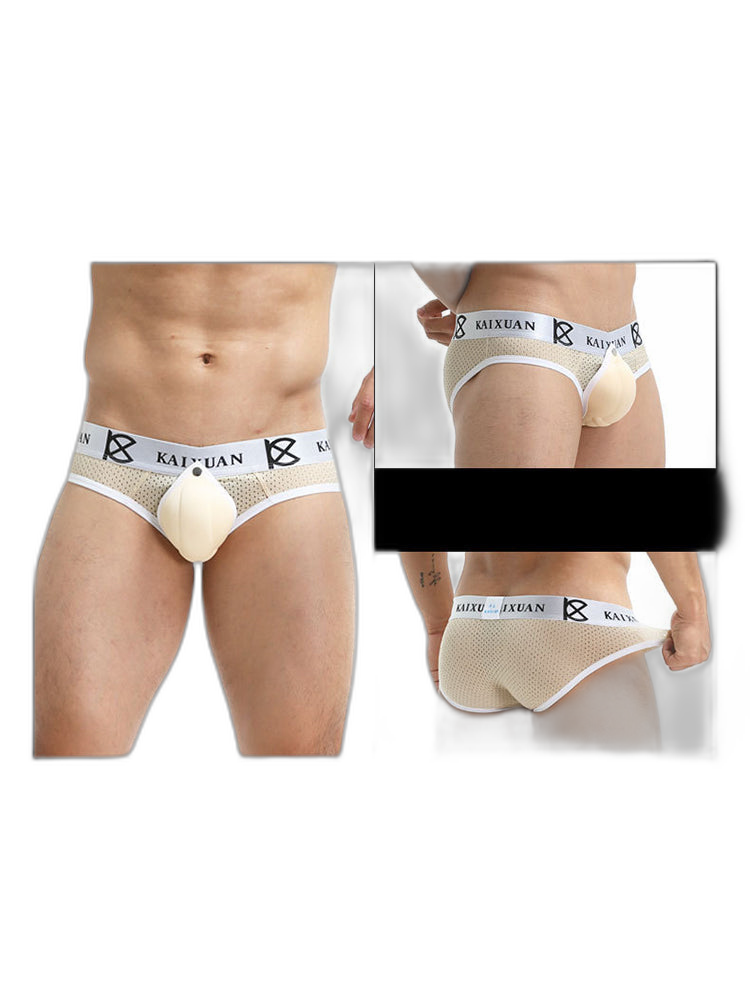 2 Pack Men's Sexy Mesh Front Opening Sponge Coaster Briefs