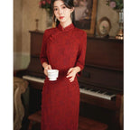 Dark Burgundy Cheongsam Youthful New Chinese-style Elegant Long Dress
