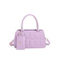 Candy Color Shoulder Bag With Small Wallet Fashion Grid Texture Totes Women Handbag