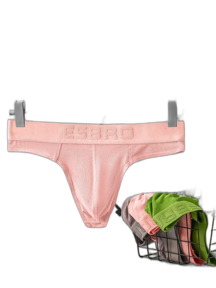 2 Pack Men's Ribbed Butt-Lifting U-Pouch Sexy Thong