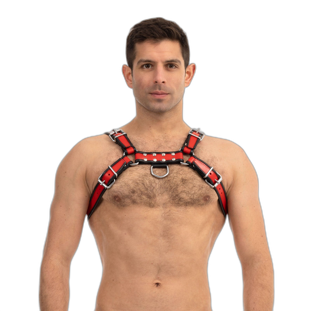 Prowler RED Leather Bull Harness Black Red