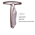 Scarf Belt Accessories For Wome Silk Ribbon Waist Chain Leather
