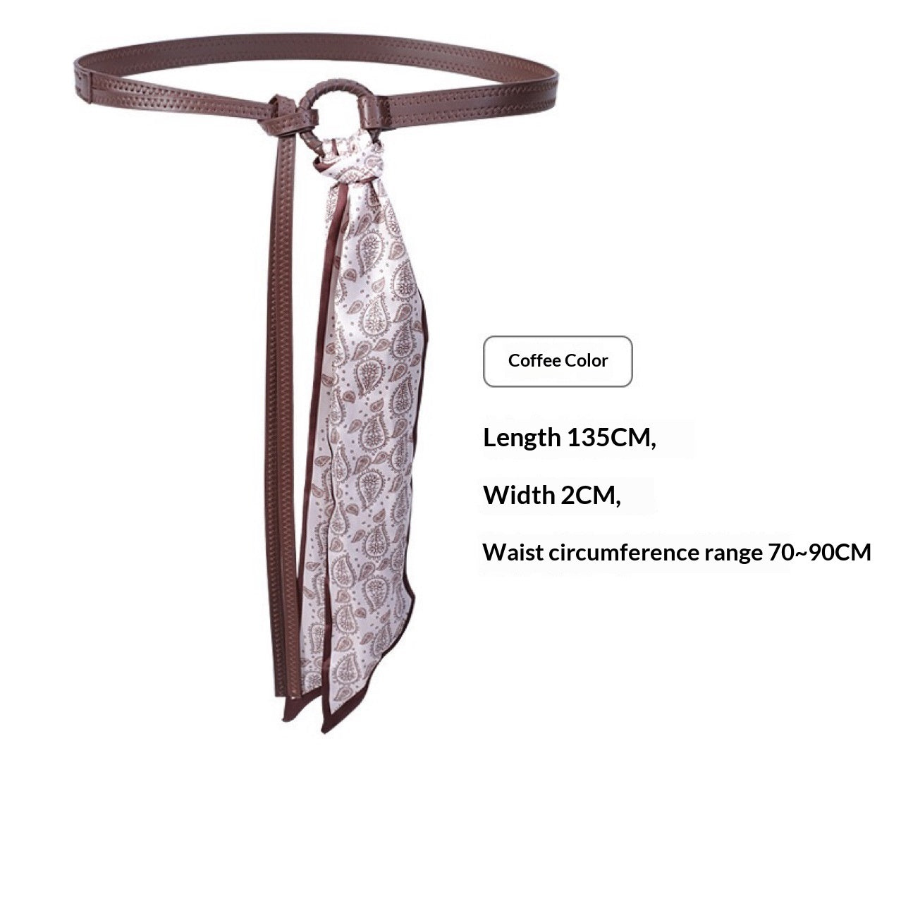 Scarf Belt Accessories For Wome Silk Ribbon Waist Chain Leather