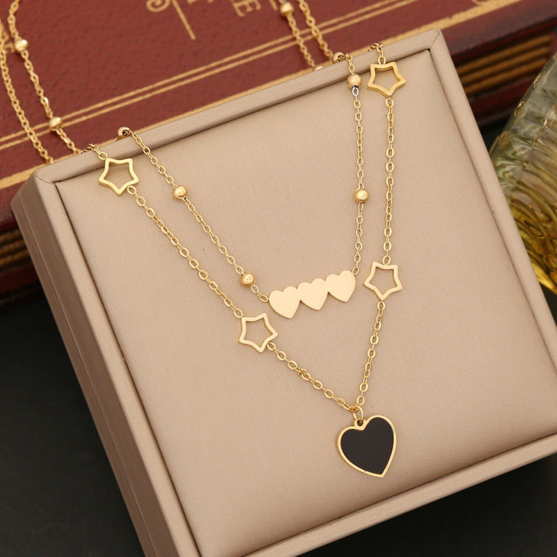 Black Love Heart Jewellery Suit