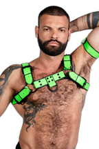 ruff GEAR Bold Leather Bulldog Harness Neon Green