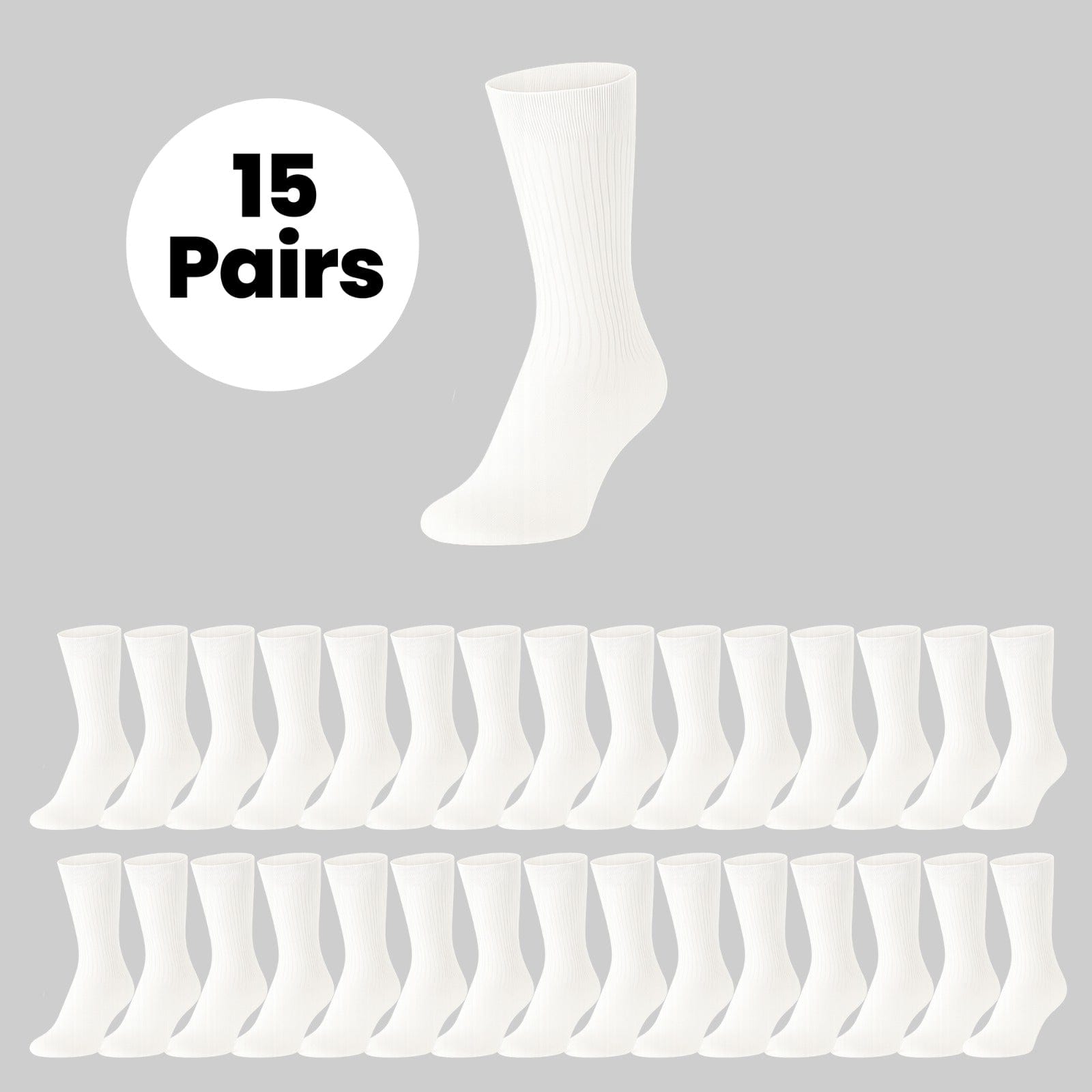 Sock Stack Mens Cotton Rich Performance Sport Socks 15 Pairs UK 6 To 11 Black Grey White Cushioned Anti Blister Moisture Wicking Breathable