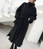 Winter new women's mid-length maple leaf red woolen coat