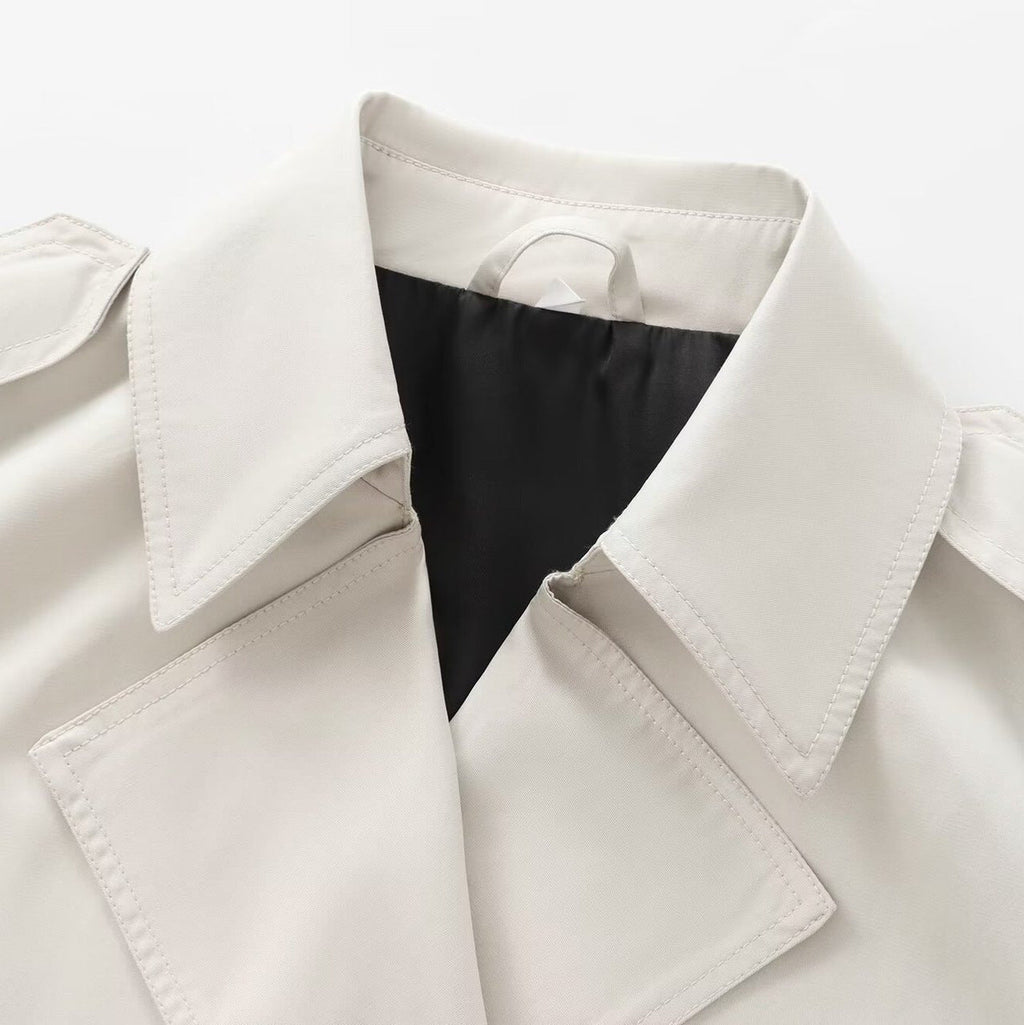 Women's British Style Short Lapel Trench Coat