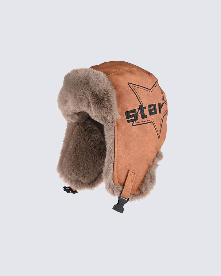 Vintage Leather Earflap Aviator Hat