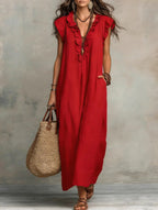 Summer Ruffle Dress With Pockets Women's Spring Elegant Casual Sleeveless A-Line Shift Dresses