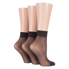 3 Pack Ladies 15 Denier 100% Nylon Ankle Highs - Sheer Lightweight Comfort