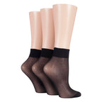 3 Pack Ladies 15 Denier 100% Nylon Ankle Highs - Sheer Lightweight Comfort