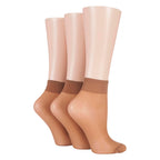 3 Pack Ladies 15 Denier 100% Nylon Ankle Highs - Sheer Lightweight Comfort