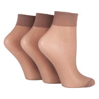 3 Pack Ladies 15 Denier 100% Nylon Ankle Highs - Sheer Lightweight Comfort