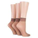 3 Pack Ladies 15 Denier 100% Nylon Ankle Highs - Sheer Lightweight Comfort