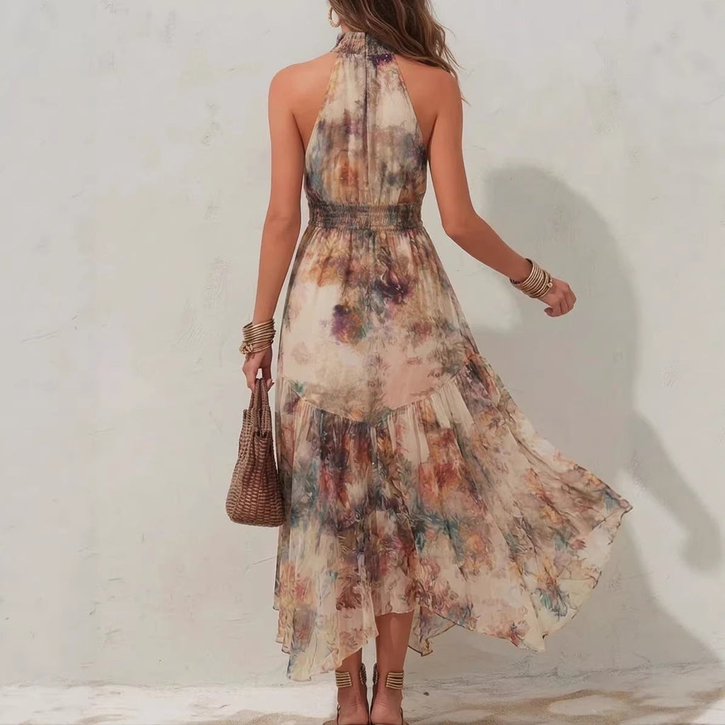 Printed Halterneck Dress Women
