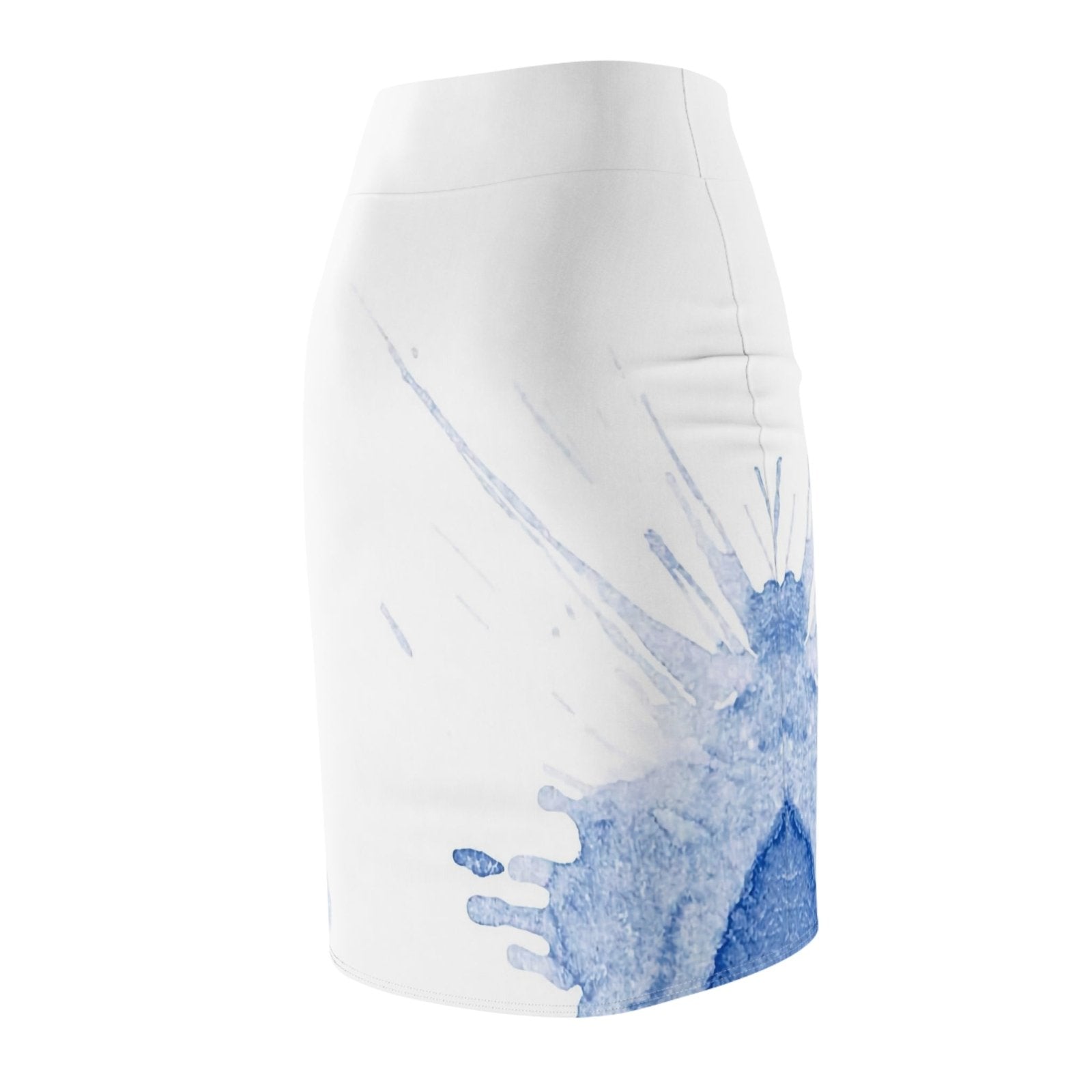 Watercolour Blue Splash - Womens Pencil Skirt
