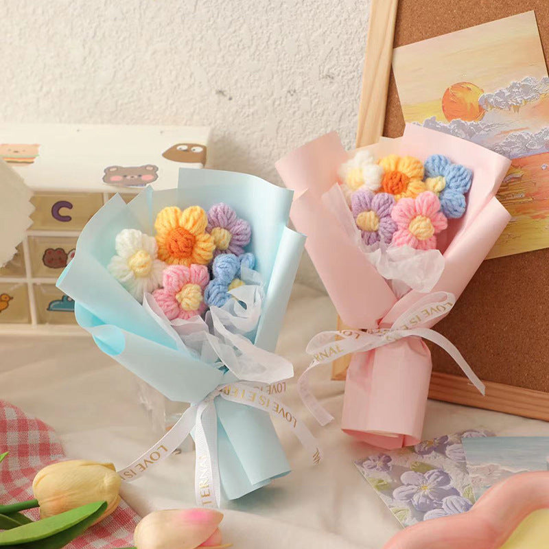 Christmas Valentine's Day Knitted Puff Wool Floral Decoration Gift