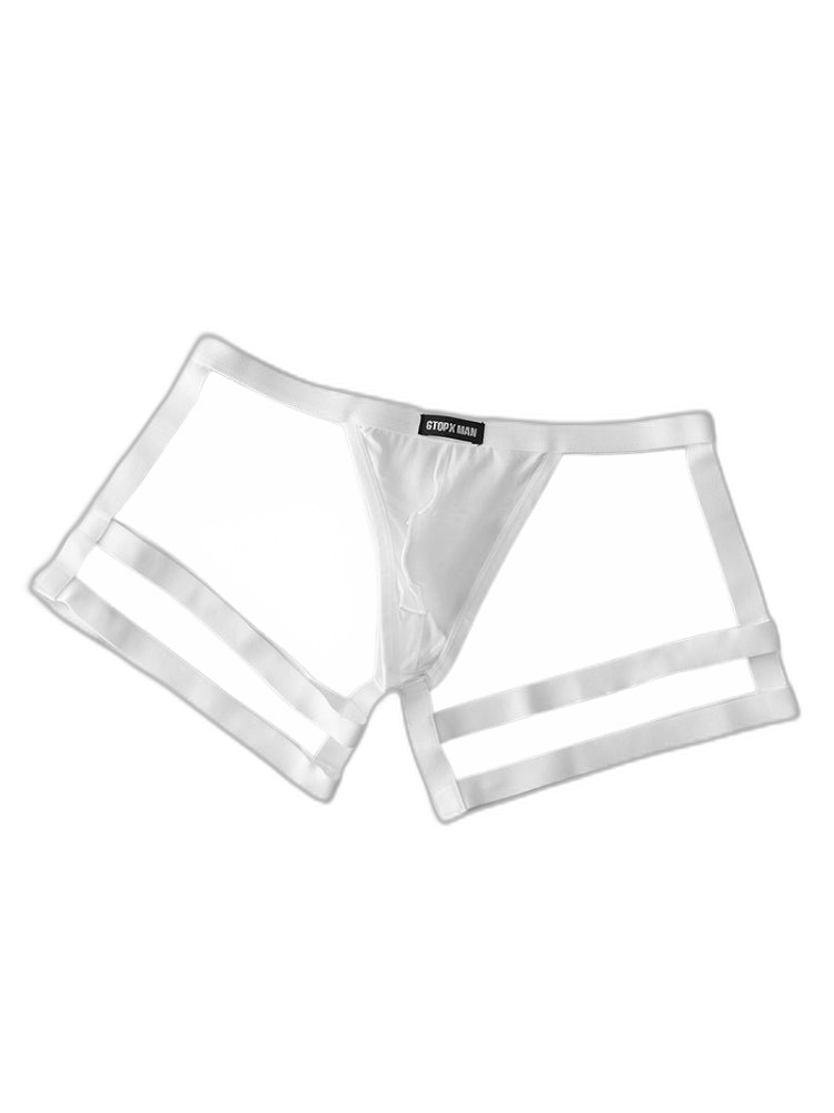 2 Pack Men's Low-Rise Sexy Thong with U-Pouch and Fixed Thigh Straps