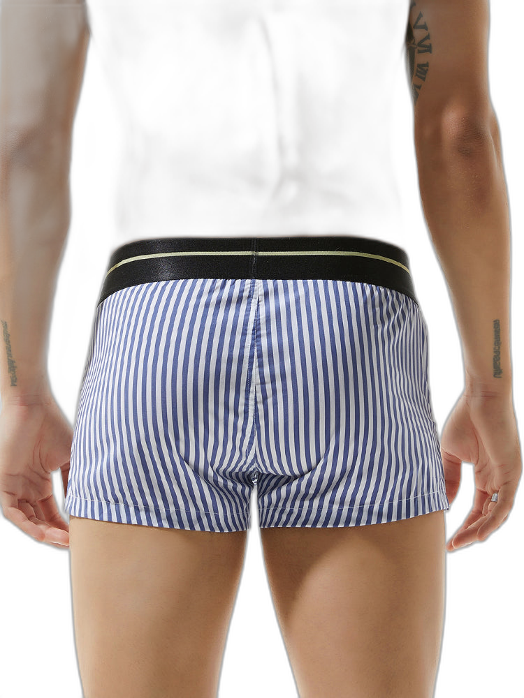 Mens 100% Cotton Striped Loose Home Boxer Shorts