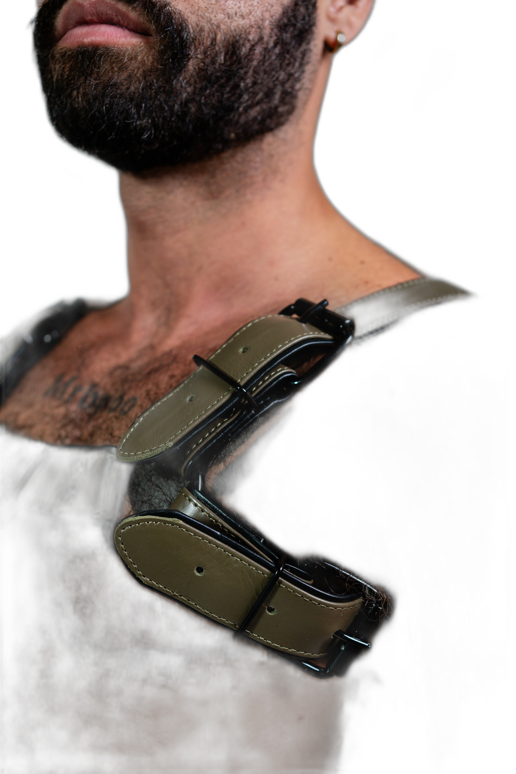 ruff GEAR Bold Leather Bulldog Harness Army