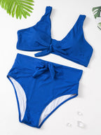Women's Fashion Solid Color Knotted Swimsuit Set