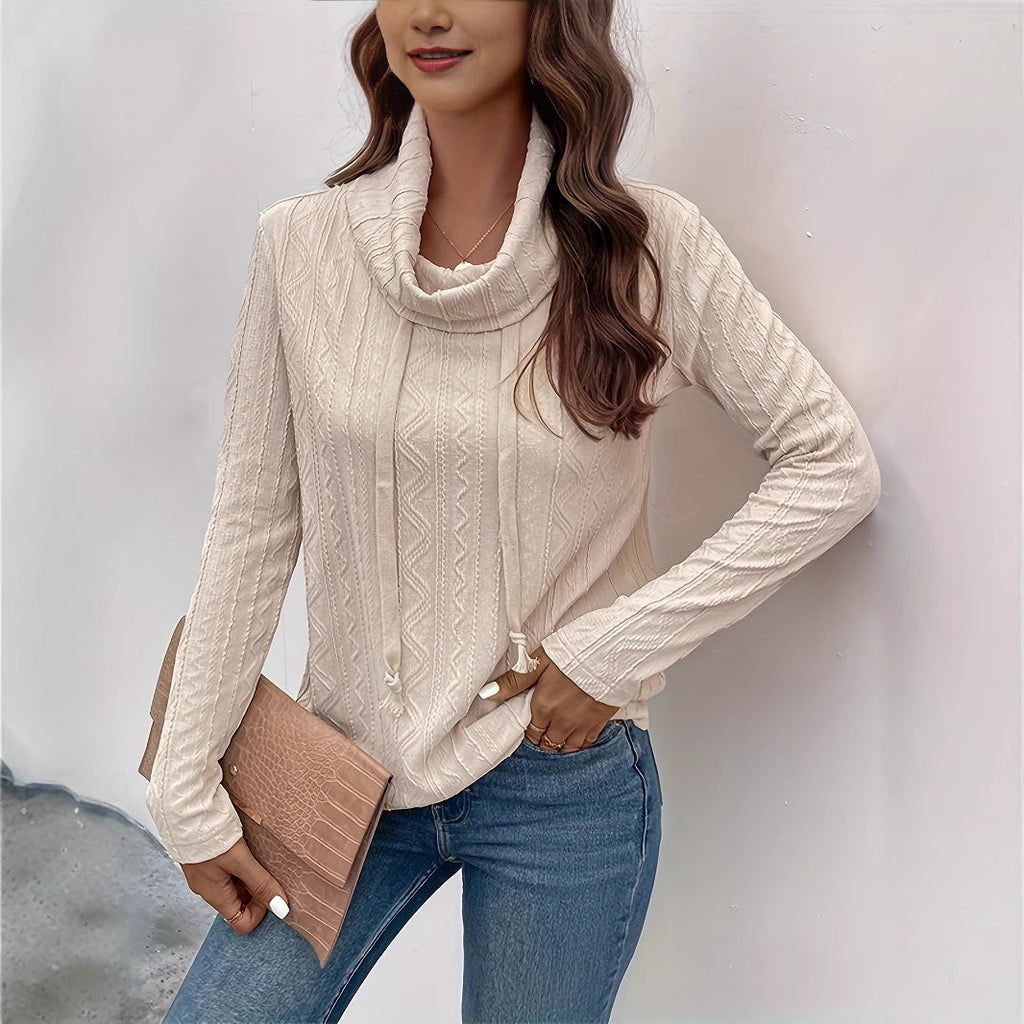 Long Sleeve Hooded Drawstring Pullover Sweater