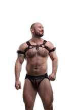 ruff GEAR Double Tone Leather Bulldog Harness Red Black