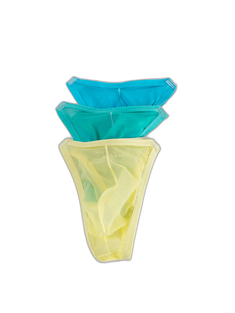 2 Pack Men's Sexy Seamless Semi-Transparent Thong & Strings