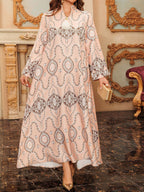 Printed Long-sleeved Robe Dress