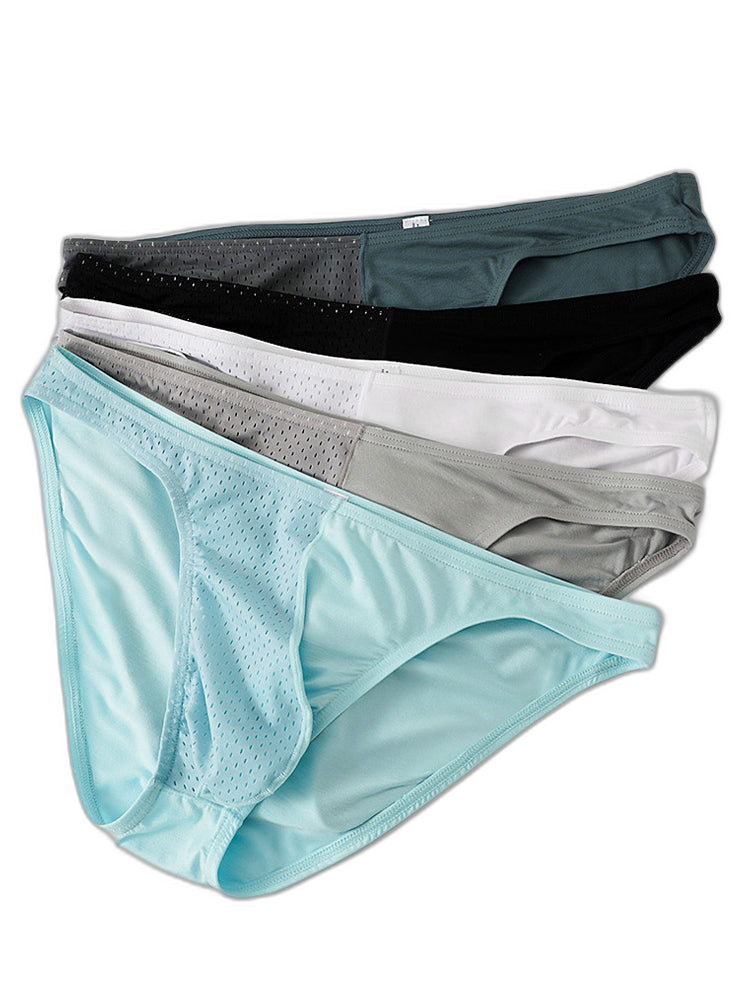 3 Pack Men's Mesh Sexy Low Waist Big Pouch Briefs