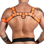 ruff GEAR Bold Leather Bulldog Harness Neon Orange