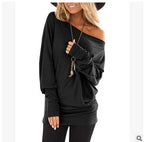 Women's Long-Sleeved T-Shirt Outer Solid Color Top
