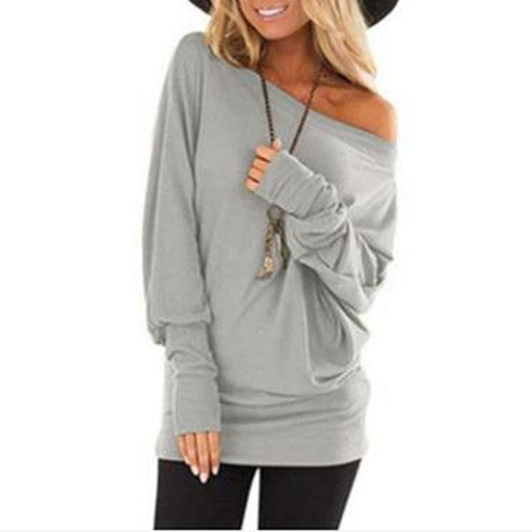 Women's Long-Sleeved T-Shirt Outer Solid Color Top