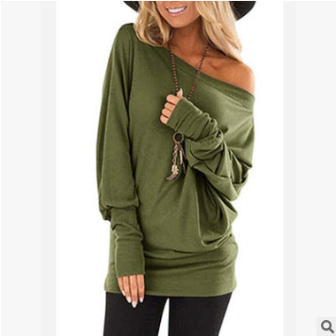Women's Long-Sleeved T-Shirt Outer Solid Color Top