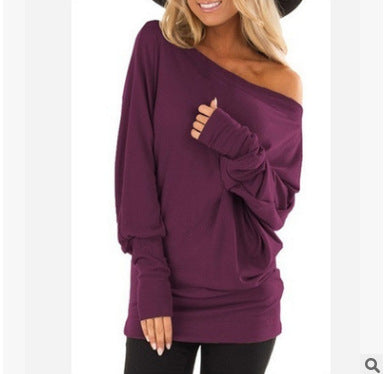 Women's Long-Sleeved T-Shirt Outer Solid Color Top