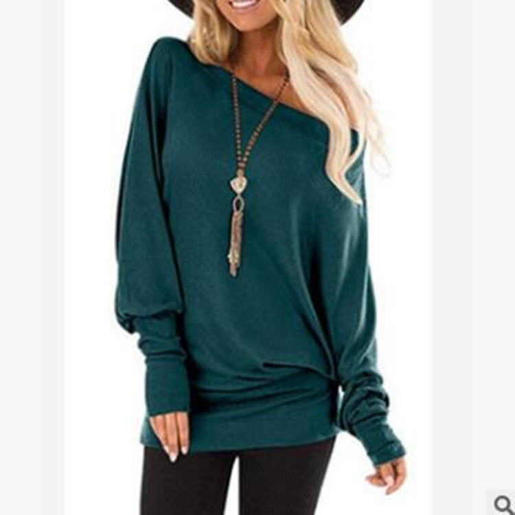 Women's Long-Sleeved T-Shirt Outer Solid Color Top