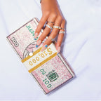 Women Crystal Diamond Cash Dollars Clutch Purses Chain Handbags