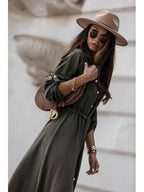 Women's Fashion Long Sleeve Mid-length Lace Up Dress