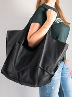 Vintage Large Capacity Handbags PU Soft Leather Big Bag Designer Luxury Women Shoulder Bag Beach On Vacation Woman Tote Bag