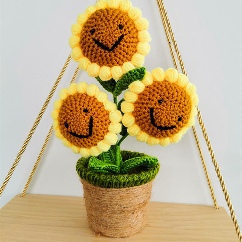 Handmade Sunflower Rose Flower Plush Plant Home Bedroom Decoration Christmas Valentine's Day Gift